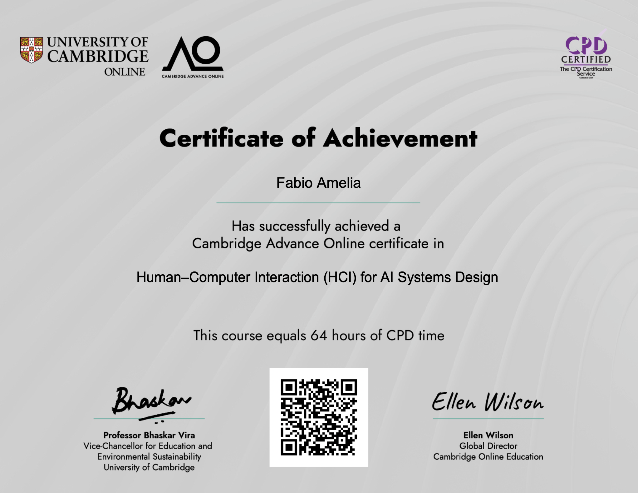 Certificate Cambridge University